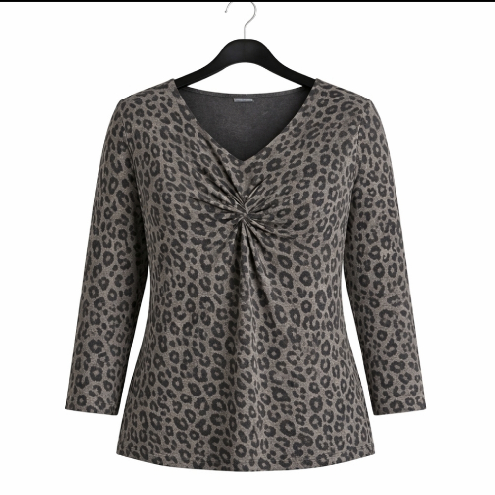 Catherine's Leopard-print Twist Knot Shirt Plus Size 2X